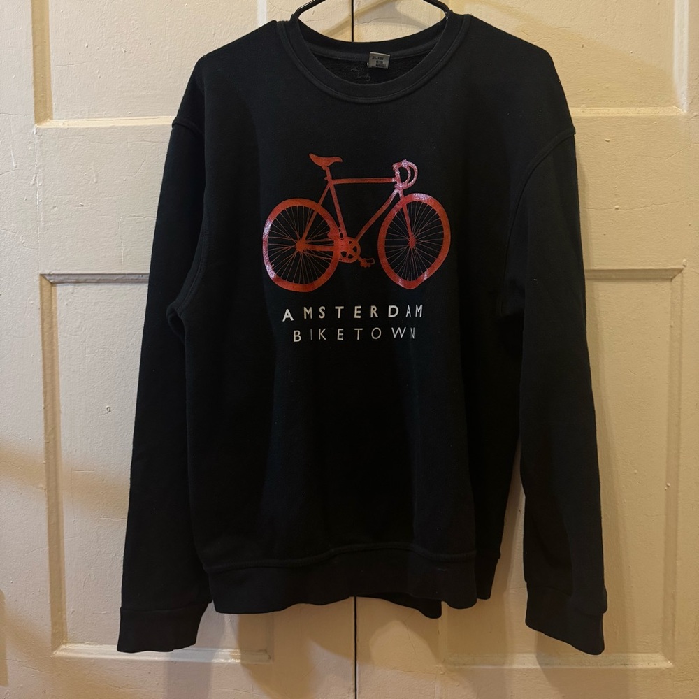 Black and Red Amsterdam Biketown Crewneck Sweatshirt